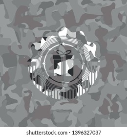 gift box icon on grey camouflage pattern