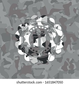 gift box icon on grey camo texture