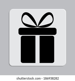 gift box icon on a grey flat button