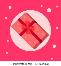 Icono De Caja De Regalo En Ilustración De Vector Plano De Fondo Rosa