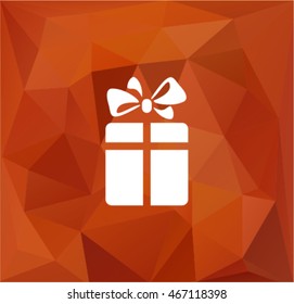 Gift Box Icon on polygonal background.