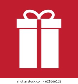 Gift box icon on red background