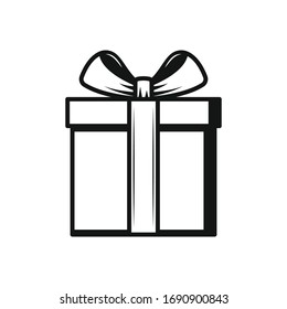 Icono de la caja de regalo en la espalda blanca. Concepto.