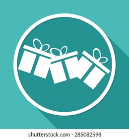 gift box icon on white circle with a long shadow