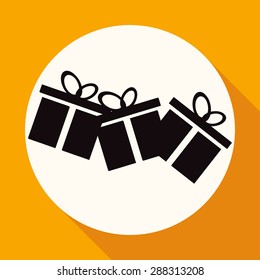 gift box icon on white circle with a long shadow
