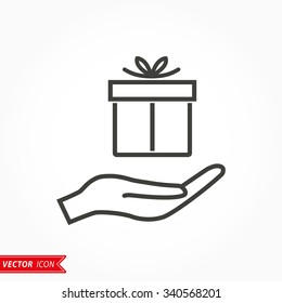Gift Box  icon  on white background. Vector illustration.