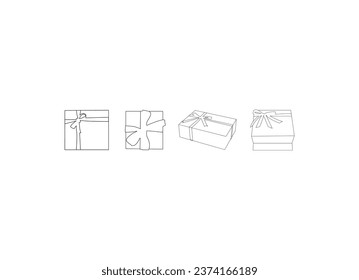 contorno de icono de la caja de regalo. Vector de diseño de contorno de caja de regalo. Diseño de caja de regalo de Navidad fondo blanco aislado.