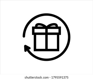 Gift box icon outline and linear vector.