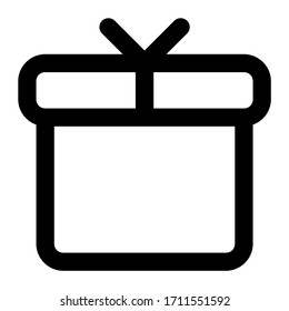 Gift box. Icon with outline style, perfect pixels and base size of 32x32 px. Suitable for website design, logos, applications and UI.
