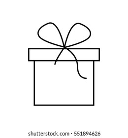 Gift box icon, outline thin line isolated vector sign symbol, on white background. Shopping elements. Can be used in logo, UI and web design