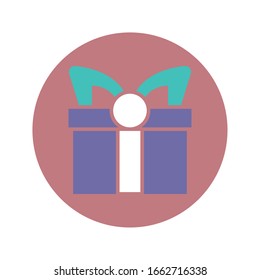 gift box icon over white background, block style, vector illustration