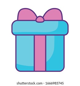 gift box icon over white background, flat style, vector illustration