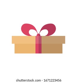gift box icon over white background, flat style, vector illustration
