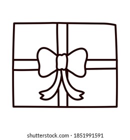 gift box icon over white background, line style, vector illustration