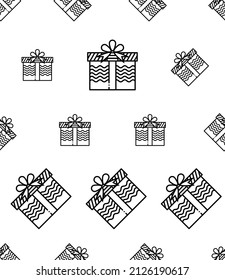 Gift Box Icon, Gift Box Pack Seamless Pattern Vector Art Illustration