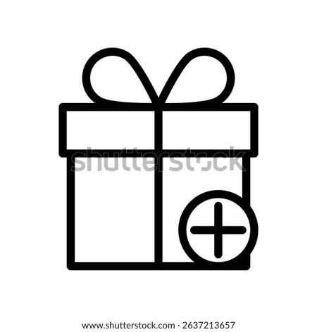 Gift Box Icon with Plus Sign for Adding Feature Concept