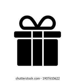 Gift box icon or present icon. Gift box in glyph style. Applicable for celebration or present, ribbon, win design. Present symbol. Vector illustration.