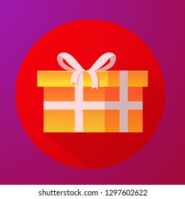 Gift box icon present, greeting, surprise. Flat vector.Festive banner.Design element for websites.