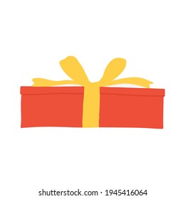 Gift box icon or present. Gift box in hand drawn style. Applicable for celebration or present, ribbon, win design. Present symbol. Vector illustration.