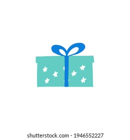 Gift box icon or present. Gift box in hand drawn style. Applicable for celebration or present, ribbon, win design. Present symbol. Vector illustration.