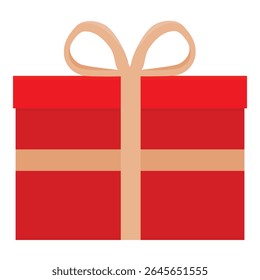 Gift box icon. Present for holidays celebration and special sales offers. Birthday or anniversary box with wrapping paper and ribbon bow isolated on white background. Vector illustration
