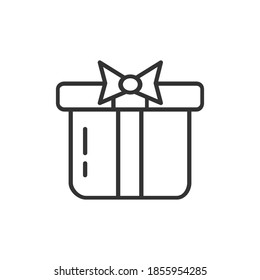 Gift box icon. Present line symbol. Christmas linear sign isolated on the white background