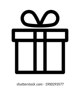 Gift box icon or present icon. Gift box in line style. Applicable for celebration or present, ribbon, win design. Present symbol. Vector illustration.