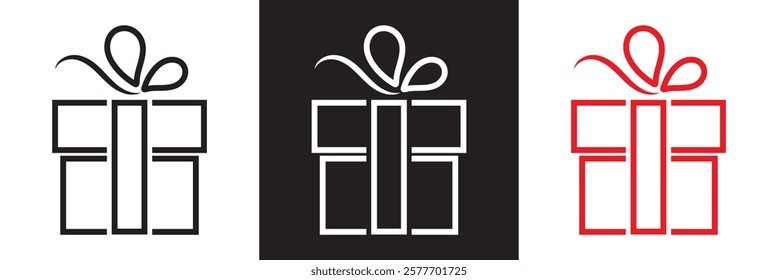 Gift box icon . Present package icon. Surprise business concept. isolated on white and black background. vector illustration. EPS 10