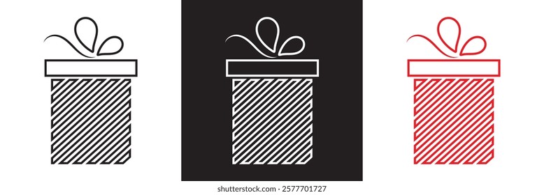 Gift box icon . Present package icon. Surprise business concept. isolated on white and black background. vector illustration. EPS 10