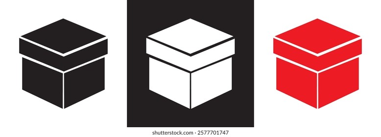 Gift box icon . Present package icon. Surprise business concept. isolated on white and black background. vector illustration. EPS 10