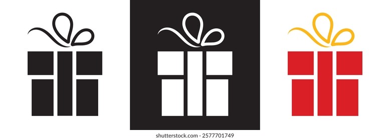 Gift box icon . Present package icon. Surprise business concept. isolated on white and black background. vector illustration. EPS 10