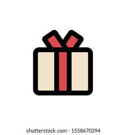 Gift box icon, Present gift box icon with ribbon