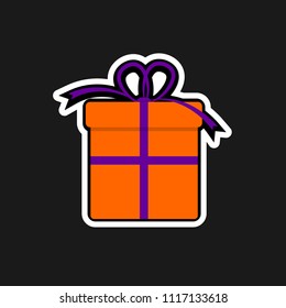 Gift box icon, present sticker design template, vector illustration, 