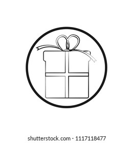 Gift box icon, present symbol, outline design template, vector illustration, 