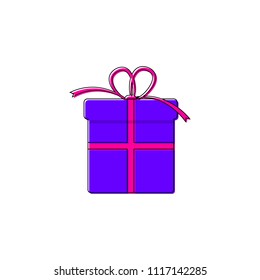 Gift box icon, present symbol, outline design template, vector illustration, 