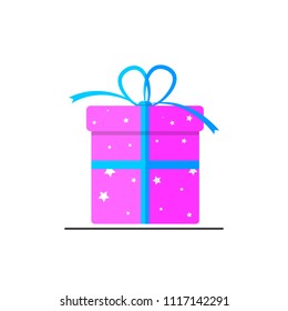 Gift box icon, present symbol, flat design template, vector illustration, 
