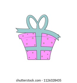 Gift box icon, present symbol, outline design template, vector illustration, 