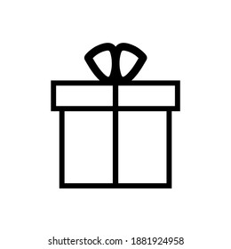 Gift box icon. Present symbol. Christmas box. Surprise with gift box in flat style. Giftbox in linear style. Vector