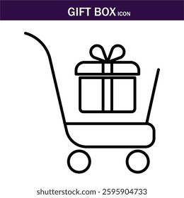 Gift box icon. Present gift box tied, open, birthday, valentine, wedding event, party, celebration, and achievement success. Vector illustration. Editable Stroke.EPS 10