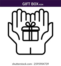 Gift box icon. Present gift box tied, open, birthday, valentine, wedding event, party, celebration, and achievement success. Vector illustration. Editable Stroke.EPS 10