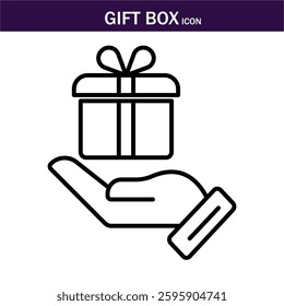 Gift box icon. Present gift box tied, open, birthday, valentine, wedding event, party, celebration, and achievement success. Vector illustration. Editable Stroke.EPS 10