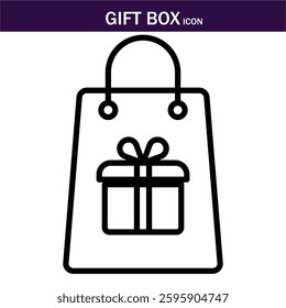 Gift box icon. Present gift box tied, open, birthday, valentine, wedding event, party, celebration, and achievement success. Vector illustration. Editable Stroke.EPS 10