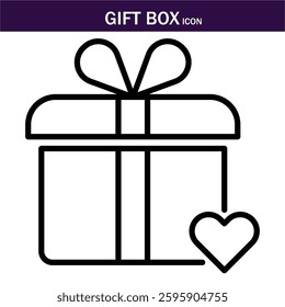 Gift box icon. Present gift box tied, open, birthday, valentine, wedding event, party, celebration, and achievement success. Vector illustration. Editable Stroke.EPS 10