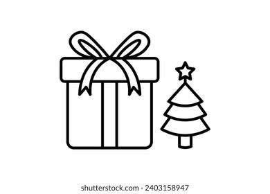 gift box icon. icon related to Christmas and the end of the year. line icon style. simple vector design editable