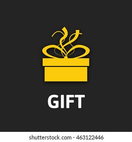 Gift box icon with ribbon, flat design vector illustration