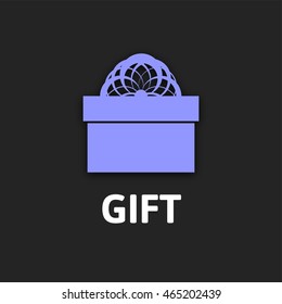 Gift box icon with ribbon, flat design vector illustration