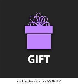 Gift box icon with ribbon, flat design vector illustration