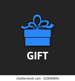 Gift box icon with ribbon, flat design vector illustration