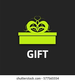 Gift box icon with ribbon, flat design vector illustration