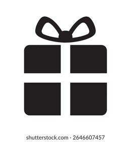 Gift box icon with a ribbon representing a present for a birthday celebration a holiday surprise or a wrapped package for an anniversary vector solid glyph icon